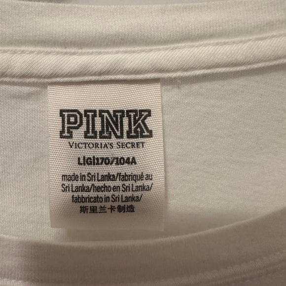 Victoria’s Secret PINK White Red Long Sleeve T-shirt Size Large Women’s - Picture 6 of 7